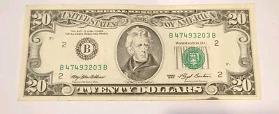 1993 series B New York 20 dollar bill #B47493203B Nice Condition  - Image 1 of 4