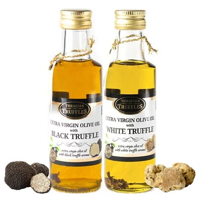 Black truffle and White truffle Extra Virgin Olive Oils Gourmet 2 x 100ml - Image 1 of 4