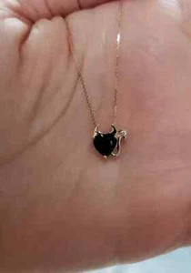 2 CT Heart Cut Lab Created Black Diamond Women's Necklace 14K Yellow Gold Plated - Picture 1 of 6
