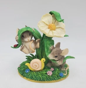 Fitz Floyd Charming Tails Hanging Around Mouse Mice Snail Flower Figurine Hangin - Picture 1 of 10