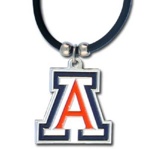 Arizona Wildcats Necklace Black Rubber Cord Large Metal Pendant NCAA College Cover