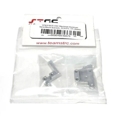 NEW STRC Aluminum Front Servo Mount Brackets (2) Silver for SCX10 II - Image 1 of 3