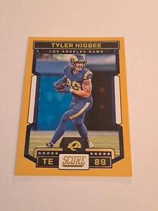 2023 Score Football Yellow Parallel Tyler Higbee Rams In Toploader - Picture 1 of 6