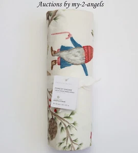 NEW Pottery Barn FOREST GNOME Embroidered Cotton Linen Table Throw CHRISTMAS - Picture 1 of 1