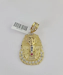 10k Pharaoh Head Charm Pendant REAL 10Kt Egyptian Yellow Gold. - Picture 1 of 5