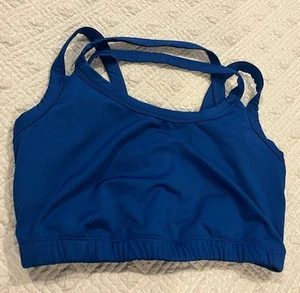 KIAVA Blue Sports Bra Large Crisscross Back Removable Pads Workout Top - Picture 1 of 6