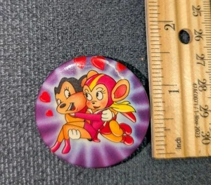 VERY RARE MIGHTY MOUSE & GIRL ROUND BUTTON PIN COLLECTIBLE VINTAGE ANTIQUE RETRO - Picture 1 of 2