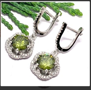 $299 SAM & Co .925 Sterling Silver &18k WG 7.50ctw Peridot & Diamonique Diamond - Picture 1 of 2