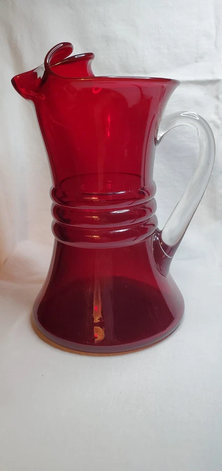 1930s Morgantown Glass Co. RINGLING Cocktail Ruby Red 9” Clear Handle 54ozs EUC  - Image 1 of 4