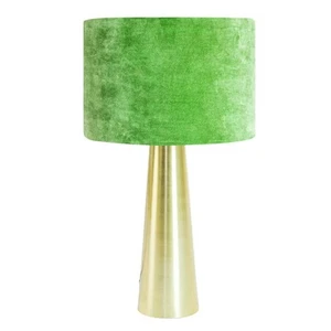 Brushed Brass Column Table Lamp with Forest Green Velvet Shade 52x30x30cm - Picture 1 of 1
