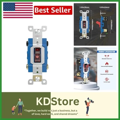 Heavy-Duty Illuminated Toggle Switch – 30A, 120/277V, Double-Pole - Image 1 of 4