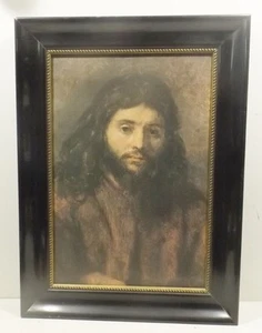 schöne schwarzer Rechteckiger Schellackrahmen 51cm x 69cm mit Druck Bild - Bild 1 von 7