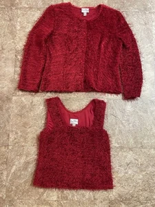 Joseph Ribkoff rot Fransen Tank Shirt und Jacke Set Größe 12 - Bild 1 von 5