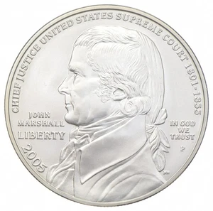 2005-P Unc John Marshall Commemorative Silver Dollar $1 - Picture 1 of 3
