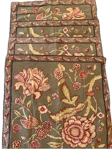 4er Set April Cornell Servietten Olivgrün Paisley Blumen Baumwolle French Country - Bild 1 von 8