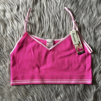 Sujetador sin relleno acanalado rosa talla XXL bralette inalámbrico No Boundaries para mujer Foto 1 de 4