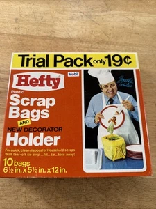 Vintage Rare 1972 Jonathan Winters Mobil Hefty Scrap Bags & Holder New Old Stock - Bild 1 von 3