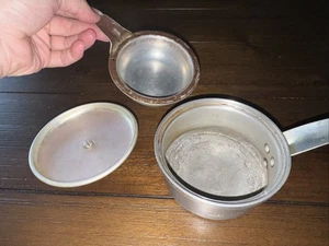 Vintage Mirro aluminum 1 cup pot/pan 5121M with Lid And Egg Pan 4.5" RARE all 3 - Picture 1 of 11