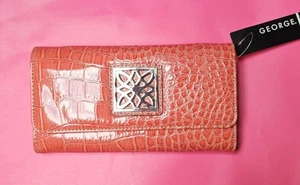 George Womens Wallet 7x4" 100% PVC 12 Card Slots Ck Book Holder 2 Zip... - Picture 1 of 10
