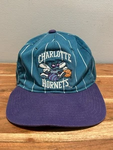 Vintage 90s Starter Snapback Pinstripe Hat Charlotte Hornets NBA Baseball Cap - Bild 1 von 6