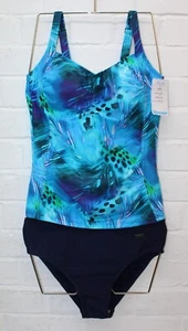 Ex Naturana Ladies Blue Tropical Print Tankini Set - Size 10/32B - Picture 1 of 3
