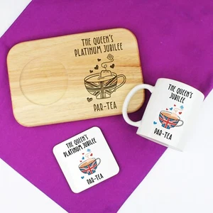 The Queen's Platinum Jubilee Par-Tea Tee & Kekse Brett Kaffeebecher Untersetzer - Bild 1 von 18