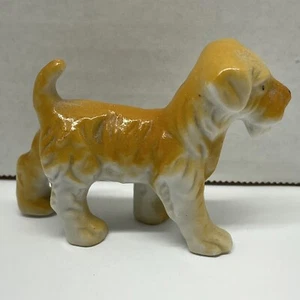 Porcelain Dog Figurine Tan and White Terrier/Schnauzer 3.5" X 2.5" Vtg Unmarked - Bild 1 von 7