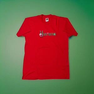 NWOTS Vintage Fruit Of The Loom Santa Christmas Embroidered Shirt 90s Mens SZ L - Picture 1 of 13