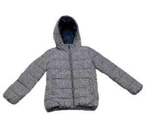 GAP Girls Navy Floral Full Zip PRIMALOFT Puffer Coat Girls Winter Skiing XL - Picture 1 of 10