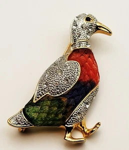 Nuovo Tonalità Oro Trasparente Strass Lucite Oca Forma Spilla - Foto 1 di 3