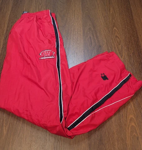Vintage 90s Starter Wisconsin Badgers NCAA Red Track Wind Pants Windpants Mens L Cover