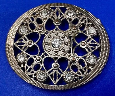 Hebilla de cinturón hippy redonda transparente con estrás con detalles en forma de corazón  Foto 1 de 4