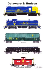 Poster Delaware & Hudson Blue-era Train 11"x17" firmato da Andy Fletcher - Foto 1 di 1