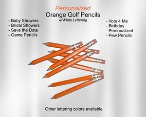 Orange, Mini Golf Pencils, Bridal Shower, Baby Shower, Save The Date, Wedding - Picture 1 of 5