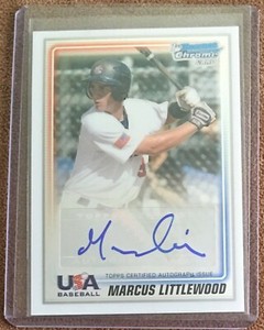 Marcus Littlewood 2010 Bowman Chrome Autograph Rookie #USA-ML 18U USA Baseball