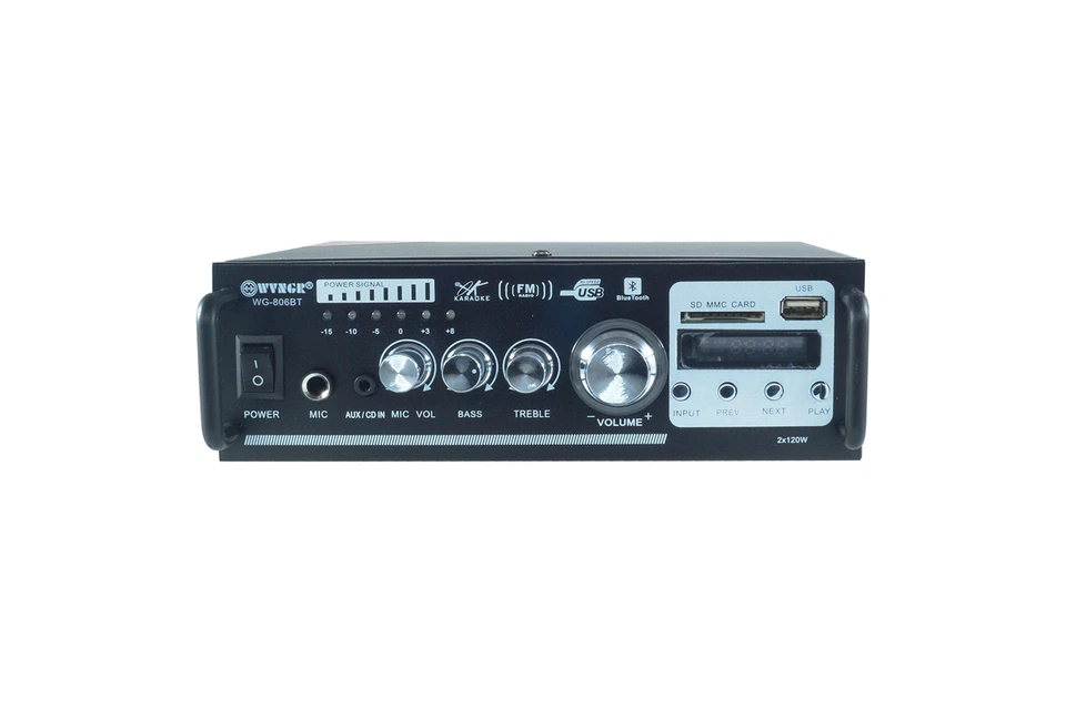 X Amplificador Audio Estéreo 2 Canales Bluetooth USB SD Mp3 Karaoke Wg-806bt - Imagen 1 de 1