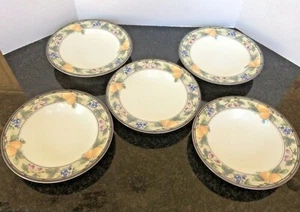 Mikasa Intaglio GARTENERNTE 5 Suppenschalen CAC29 Früchte & Blätter am Rand EUC - Bild 1 von 5