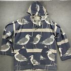 VINTAGE Michigan Rag Co Jacket Womens XL XXL Blue Seagulls Birds Hooded Snap Up
