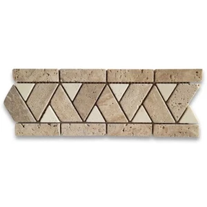 B0094T Marble Mosaic Border Accent Listello Tile Piza Tan 4.1x11.3 Tumbled - Picture 1 of 7
