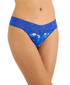 INC Women's Lace-Trim Thong Panty Underwear, Tropical Floral Blue, Small - Picture 1 of 2