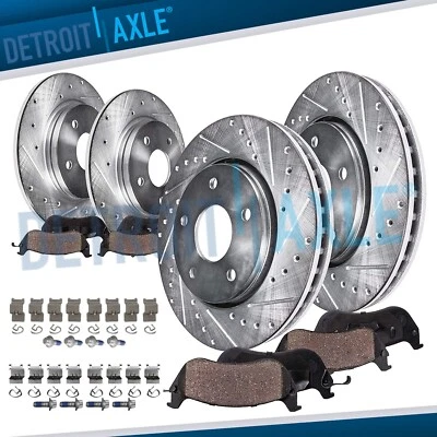 Front Rear Drilled Rotors Brake Pads for 2019 2020 2021 2022 Mercedes-Benz A220 - Image 1 of 4
