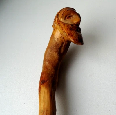Canne ancienne en bois visage religieux  grotesque ART POPULAIRE - 91 cm - Photo 1/4