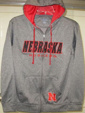Champion Nebraska Huskers stitched zip up hooded jacket adult size small Cover