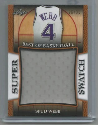 Spud Webb 2017 Leaf GAME WORN Super Swatch Jersey Relic 26/30 Atlanta Hawks - Image 1 of 2