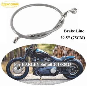 Silver 75cm Stainless Steel Brake Line For Softail 18+ Street Bob FXBB - Picture 1 of 7