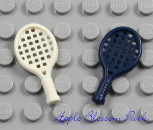 NEW Lego Lot/2 Minifig TENNIS RACKET SET -Blue White Ace Racquet Ball Sport Tool - Picture 1 of 3
