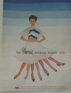 1955 women's Phoenix Hosiery stockings dresses you legs photo vintage ad - Bild 1 von 1