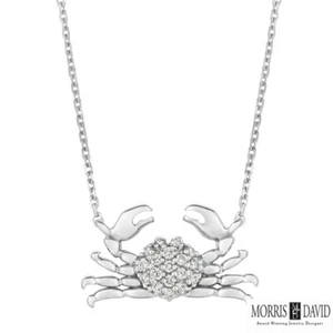 0.18 Carat Natural Diamond Crab Pendant Necklace 14K White Gold 18'' chain - Picture 1 of 3