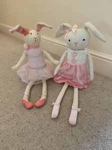 Bunny Rabbit Dolls x 2 - Pink - Beautiful Detail - Great Condition With Faults - Picture 1 of 11