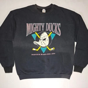 Mighty Ducks Inaugural Season 1993-1994 graphic black Sweatshirt KV21996 - Picture 1 of 2